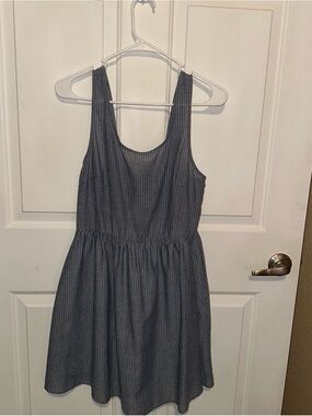 Striped Sleeveless Mini Dress in Charcoal